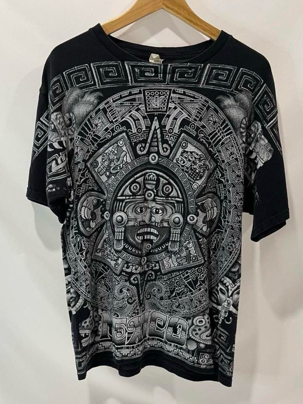 Y2K Aztec Calendar All Over Print Tee  Size S